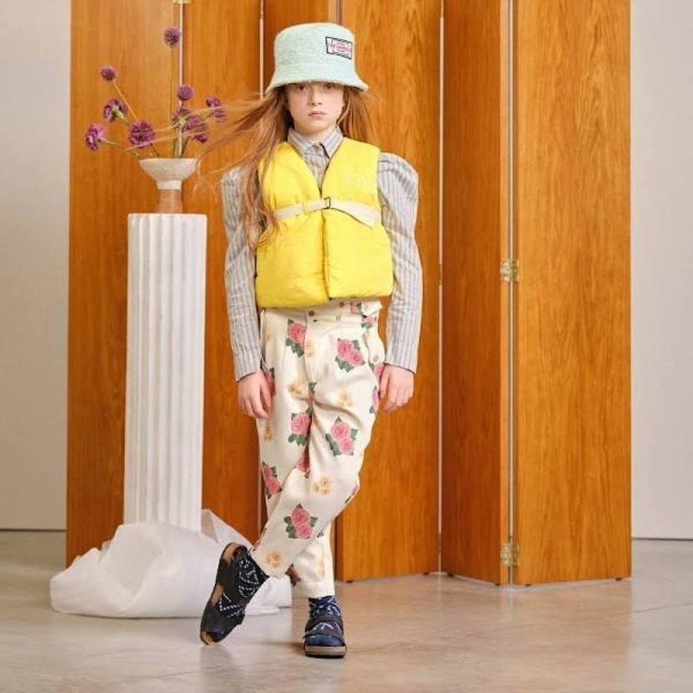 THE ANIMALS OBSERVATORY Kids Camel Linen High Waisted Trousers Size 8